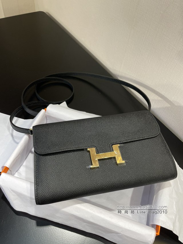 Hermes女士小挎包 愛馬仕Constance康康to go斜挎包 黑色金扣  tdh2314